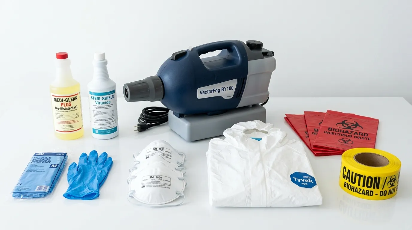 Professional biohazard remediation crew working in Newport