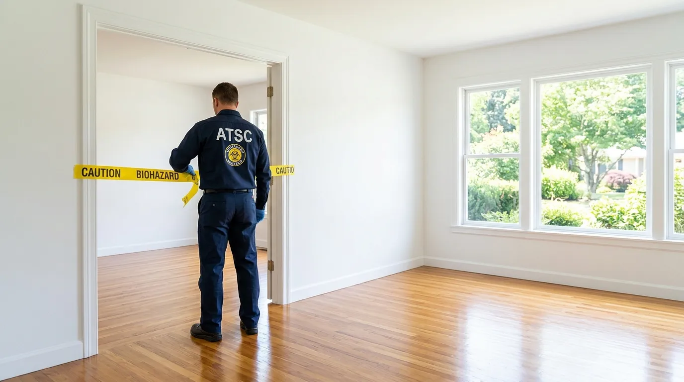 Certified biohazard cleanup crew performing Decomposition Cleanup in Newport